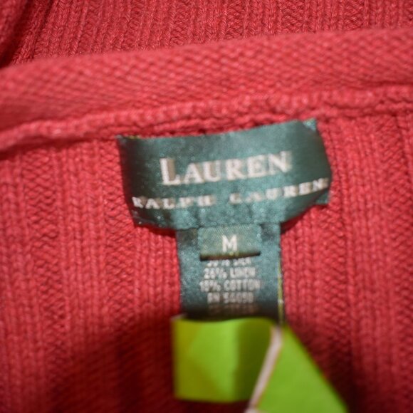 Ralph Lauren Medium Silk V neck Ribbed Sweater Cardigan Silk Linen Blend - Picture 4 of 11